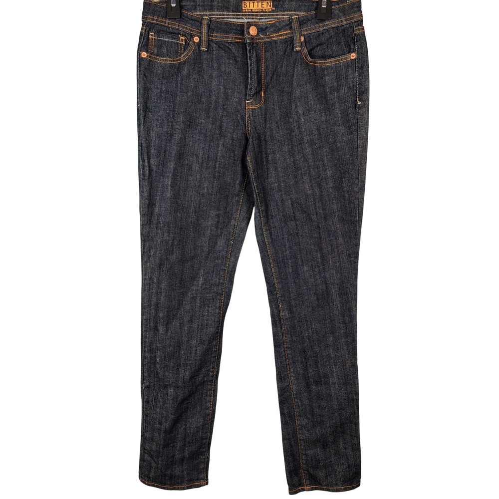 Bitten Sarah Jessica Parker Womens SZ 8R Straight Leg Jeans Dark Wash Denim Y2K
